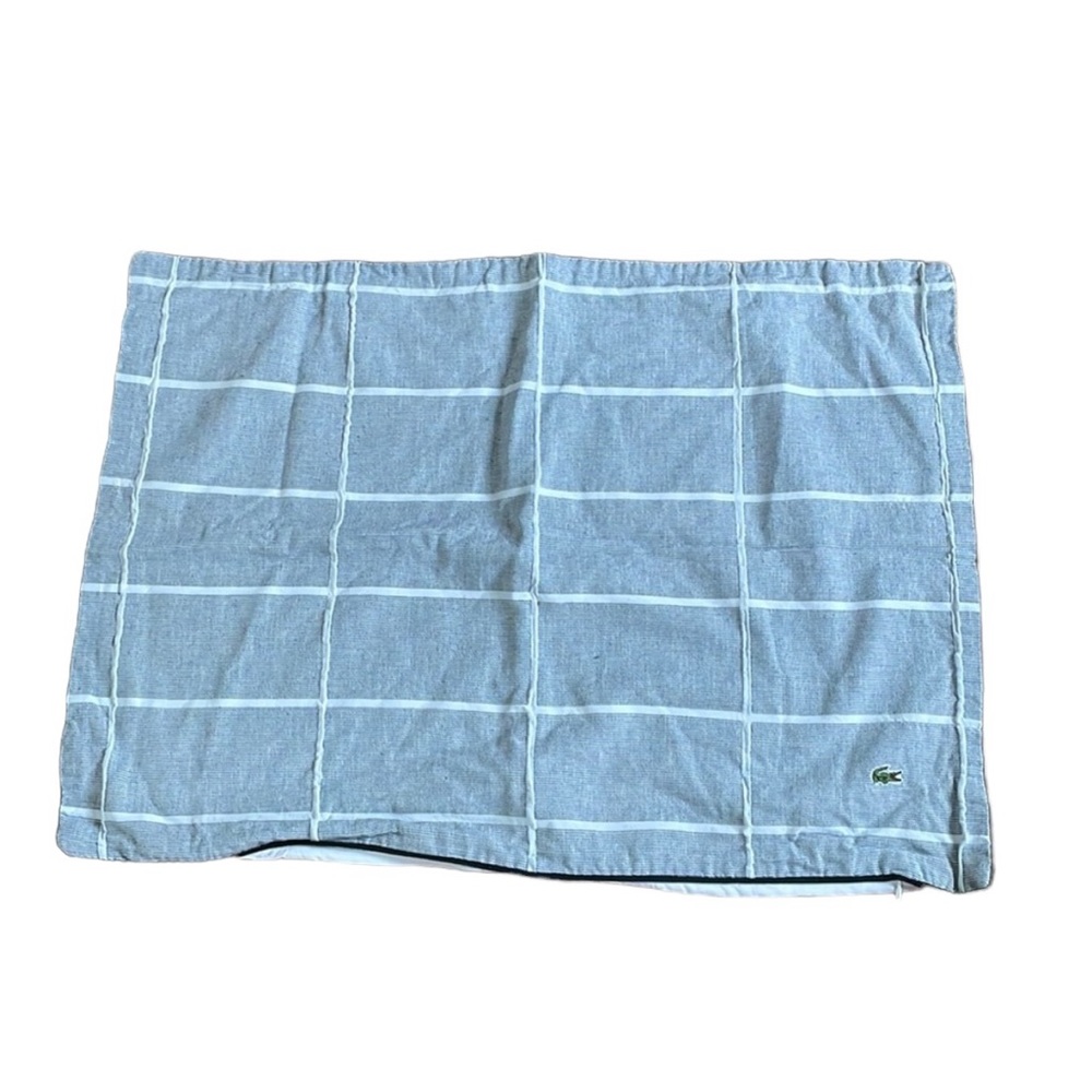 Lacoste Pillow Sham. Grey and white micro stripes. Hidden zipper closure.
